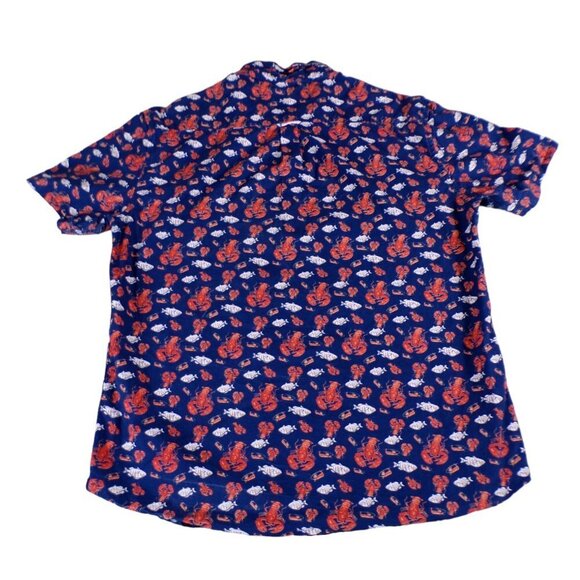 Sunrise Kingdom Navy Blue Lobster Fish Design Short Sleeve Button Down L #521 - Picture 5 of 9